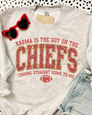 Karma Is The Guy Faux Sequin Sweatshirt