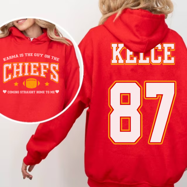 Karma is the guy on the Chiefs Kelce Sweatshirt